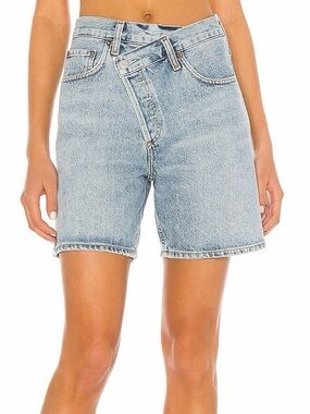 AGOLDE Criss Cross High-Rise Denim Shorts Blue Jean Short Sz 25